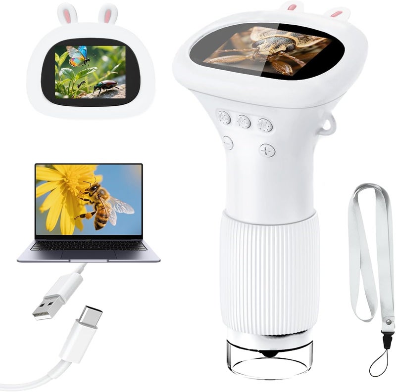 Acoath Microscope for Kids, 1000X Handheld Digital Miniscope with 2.0" Screen, Portable Pocket Microscope Education Toys Christmas Gifts for Age 3 4 5 6 7 8 9 10 Girls Boys - Image 1